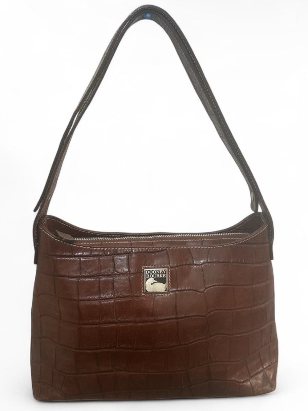 Vintage Dooney & Bourke Bayou Brown Croc Leather Hobo Bag Authentic Serial I 037